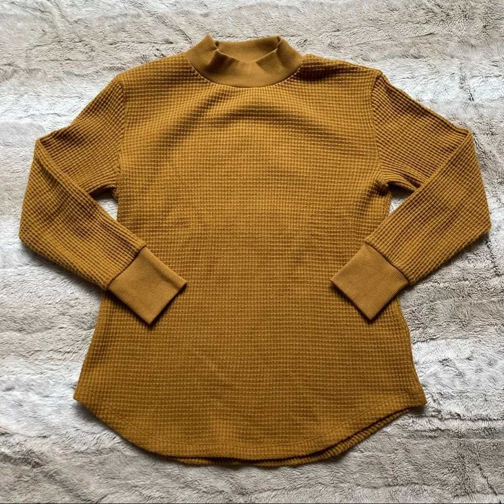 NWOT Madewell Mustard San Jose Waffle Sweatshirt Tee - Picture 2 of 5